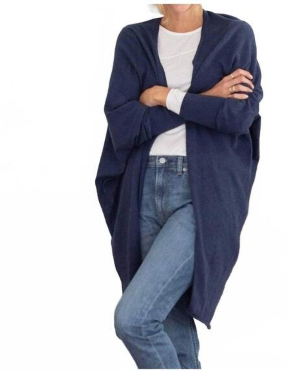 Mer Sea Chelsea Kimono Cotton/Cashmere Cardigan Navy Chambray One Size